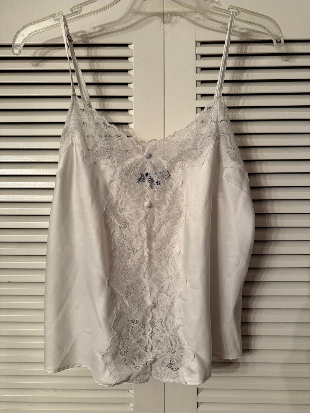 INC International Concepts White Lace-Trim Satin Camisole Top